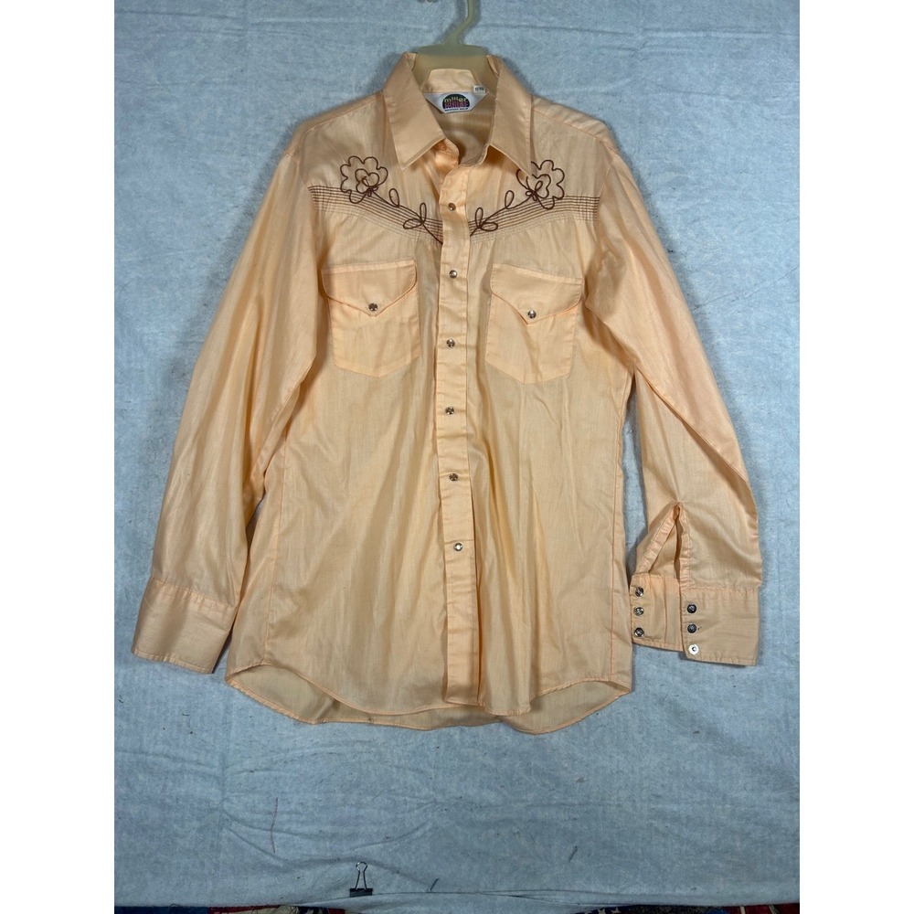 Vintage Miller Western Wear Embroidered Snap button front Shirt‎ Men 15 1/2 34